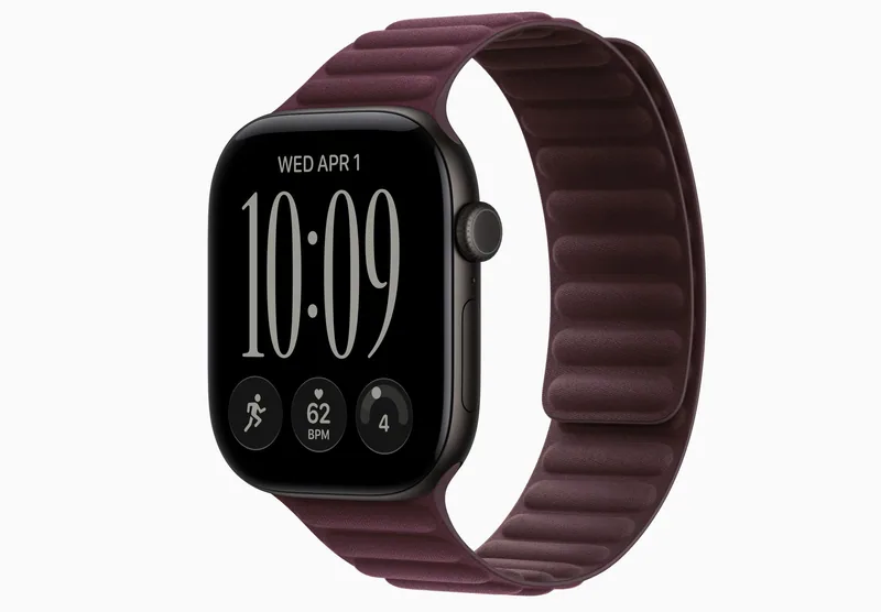 Apple Watch Series 12 46mm, Schwarz Gehäuse, Burgunderrotes Magnetic Link