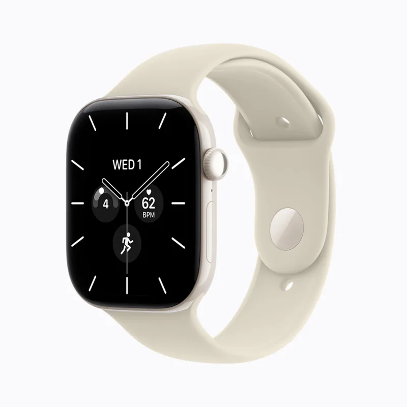 Apple Watch Series 12, Perlweiß Gehäuse, Sandfarbenes Sport Band