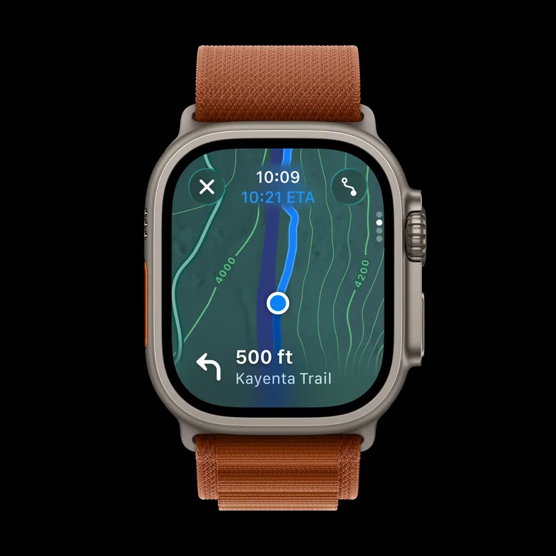 Apple Watch Ultra 3 49mm, Natur Gehäuse, Oranges Textilarmband