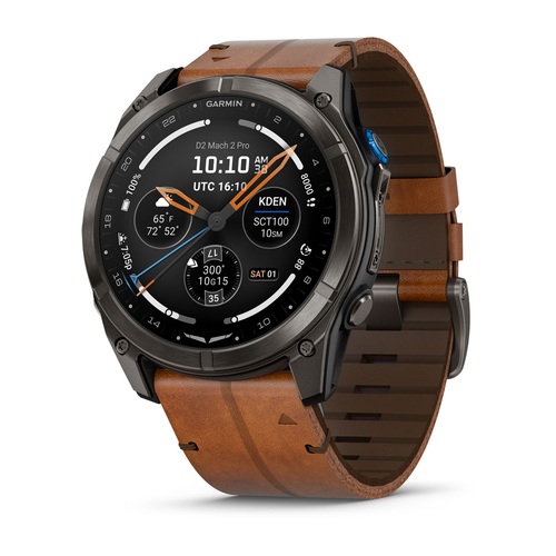 Garmin D2 Mach 2 Pro, Carbon Gray DLC Titanium / Chestnut Leather