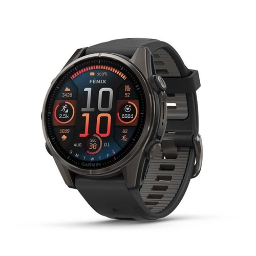 fēnix 8 – 43 mm, AMOLED, Sapphire, Carbon Gray DLC Titanium with Black/Pebble Gray