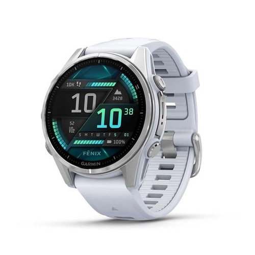 fēnix 8 – 43 mm, AMOLED, Silver with Whitestone Silicone Band