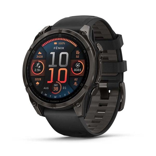 fēnix 8 – 47 mm, AMOLED, Sapphire, Carbon Gray DLC Titanium with Black/Pebble Gray Silicone Band