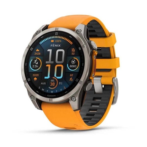 fēnix 8 – 47 mm, AMOLED, Sapphire, Titanium with Spark Orange/Graphite Silicone Band