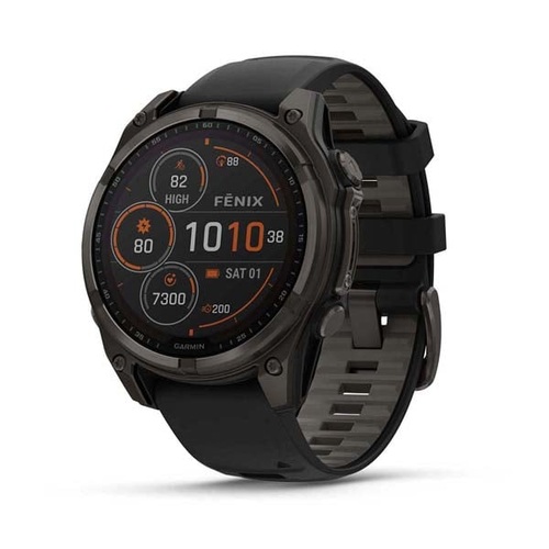 Garmin fēnix 8 – 47 mm, Solar, Sapphire, Carbon Gray DLC Titanium with Black/Pebble Gray Silicone Band