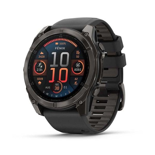 fēnix 8 – 51 mm, AMOLED, Sapphire, Carbon Gray DLC Titanium with Black/Pebble Gray Silicone Band