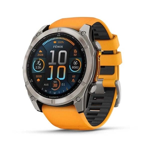 fēnix 8 – 51 mm, AMOLED, Sapphire, Titanium with Spark Orange/Graphite Silicone Band