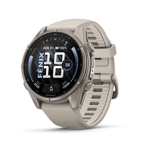 Garmin fēnix 9 – 43 mm, Titanium with Fog Gray Silicone Band
