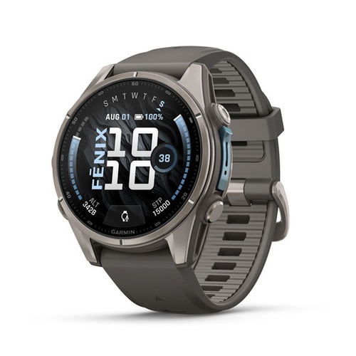 fēnix 9 – 43 mm, Titanium with Pebble Gray Silicone Band