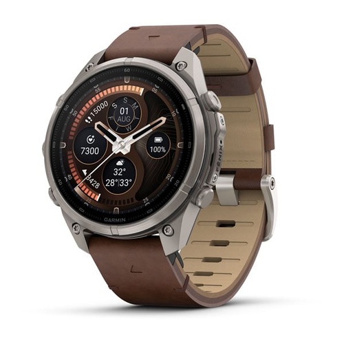fēnix 9 Pro – 47 mm, Titanium with Walnut Leather Band
