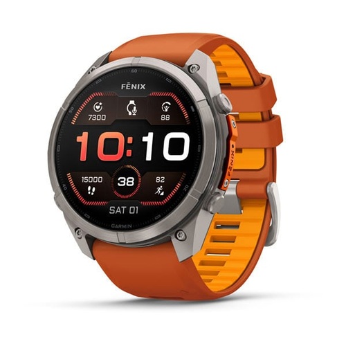 fēnix 9 Pro – 51 mm, Titanium with Autumn Orange/Spark Orange Silicone Band