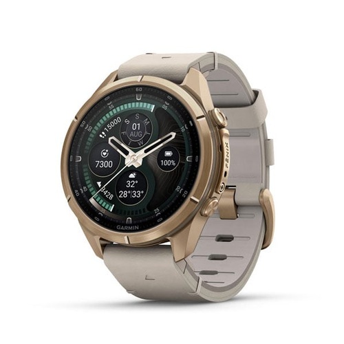 fēnix 9 Pro – inReach, 43 mm, Autumn Gold Titanium with Bone Leather Band