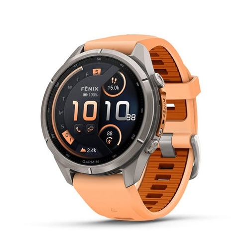 fēnix 9 Pro – inReach, 43 mm, Titanium with Shell Pink/Autumn Orange Silicone Band