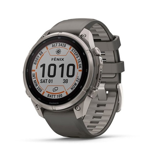 Garmin fēnix 9 Pro – inReach, Solar, 47 mm, Titanium with Pebble Gray/Silver Gray Silicone Band