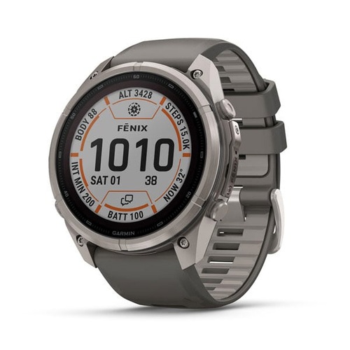 fēnix 9 Pro – inReach, Solar, 51 mm, Titanium with Pebble Gray/Silver Gray Silicone Band