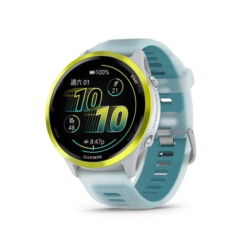 Forerunner 570 - 47mm, Amp Yellow Aluminum with Translucent Whitestone/Turquoise Band