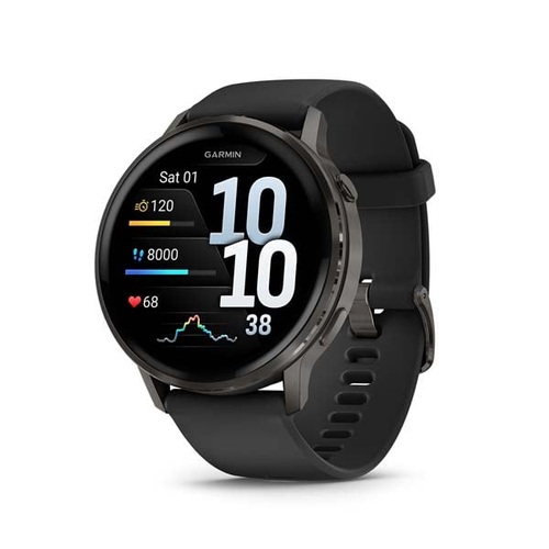 Venu 4 – 45 mm, Slate with Black Silicone Band