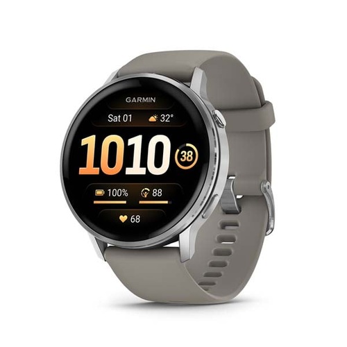 Venu 4 – 45 mm, Silver with Silver Gray Silicone Band