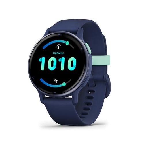 vívoactive 5, Metallic Navy Aluminum Bezel with Navy Case and Silicone Band