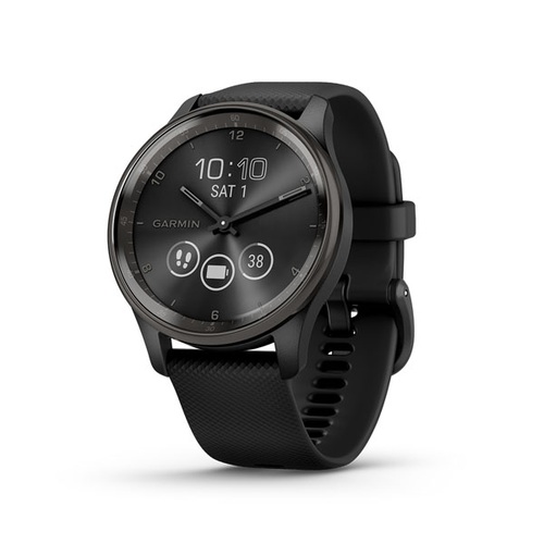 Garmin vívomove Trend, Slate Stainless Steel Bezel with Black Case and Silicone Band