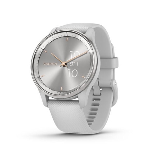 vívomove Trend, Silver Stainless Steel Bezel with Mist Gray Case and Silicone Band